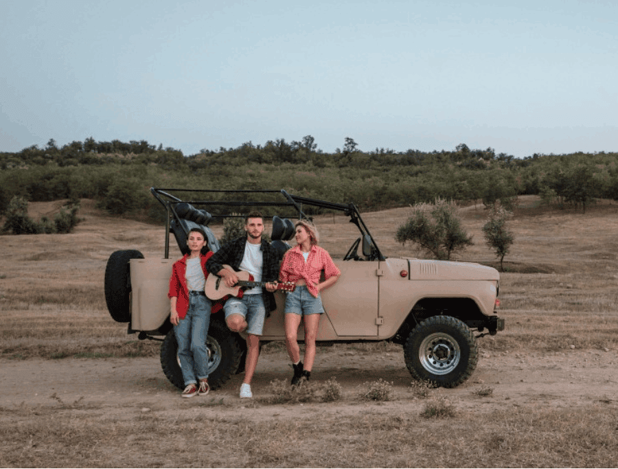 An outdoor friends adventure in the savannah.