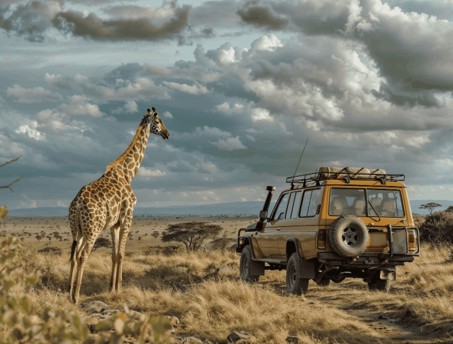 Spot the giraffe on a safari in Kenya