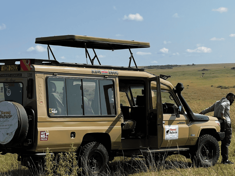 A photo of Kwezi Safaris land cruiser on a safari.